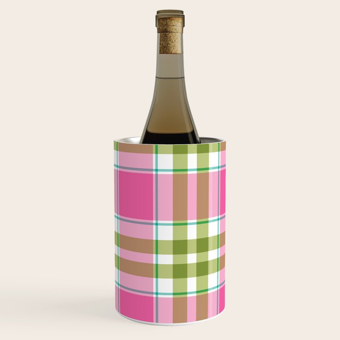 Pink Green Madras Plaid Wine Chiller Gallery Image 1