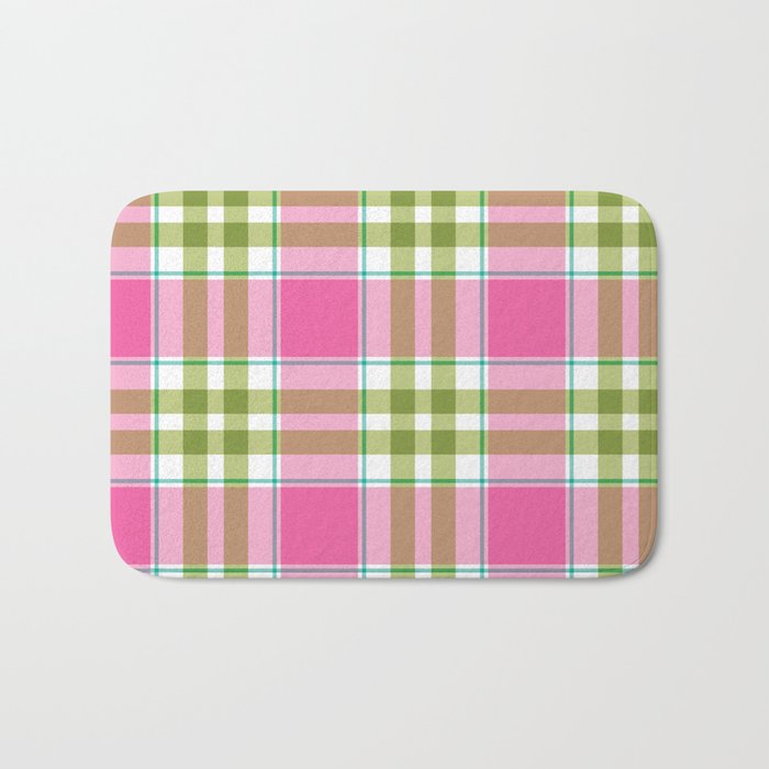Pink Green Madras Plaid Bath Mat Gallery Image 1