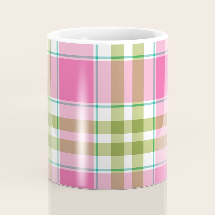 Pink Green Madras Plaid Coffee Mug Gallery Image 4