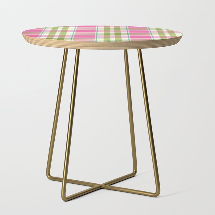 Pink Green Madras Plaid Side Table Gallery Image 1