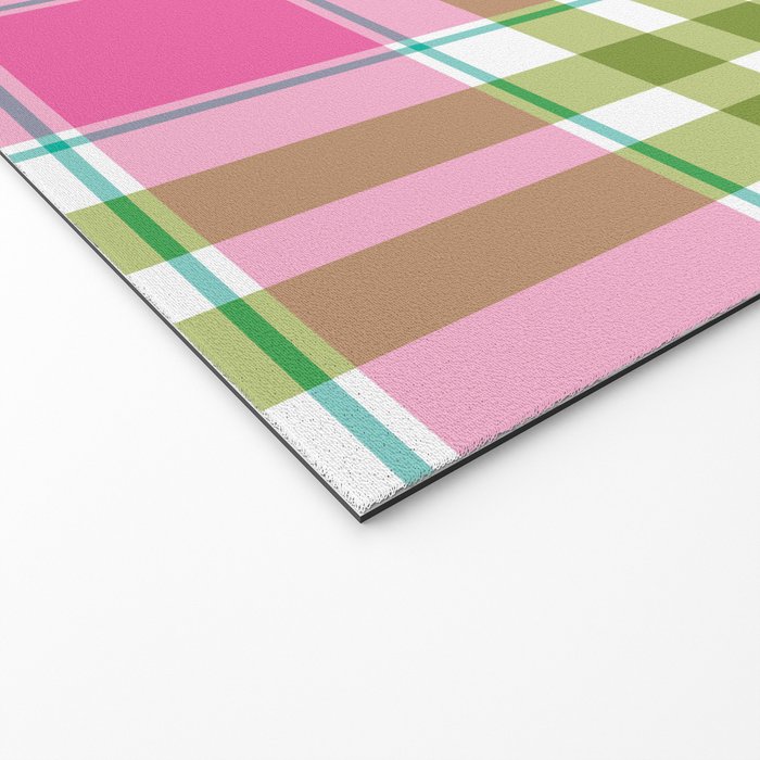 Pink Green Madras Plaid Welcome Mat Gallery Image 2
