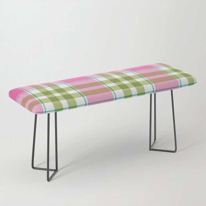 Pink Green Madras Plaid Bench Gallery Image 1