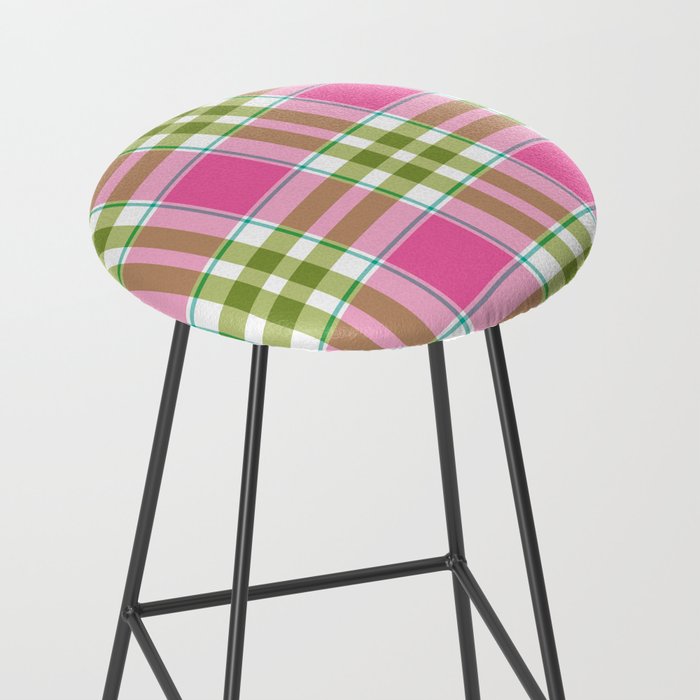 Pink Green Madras Plaid Stool Gallery Image 2