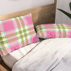 Pink Green Madras Plaid Pillow Sham Gallery Image 2