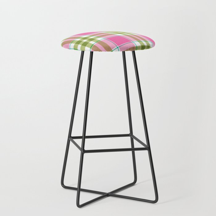 Pink Green Madras Plaid Stool Gallery Image 1