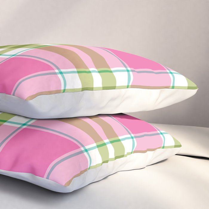 Pink Green Madras Plaid Pillow Sham Gallery Image 3