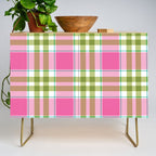 Pink Green Madras Plaid Credenza Gallery Image 1