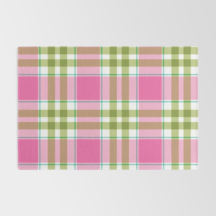 Pink Green Madras Plaid Rug Gallery Image 2