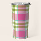 Pink Green Madras Plaid Travel Mug Gallery Image 2