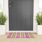 Pink Green Madras Plaid Welcome Mat Gallery Image 3