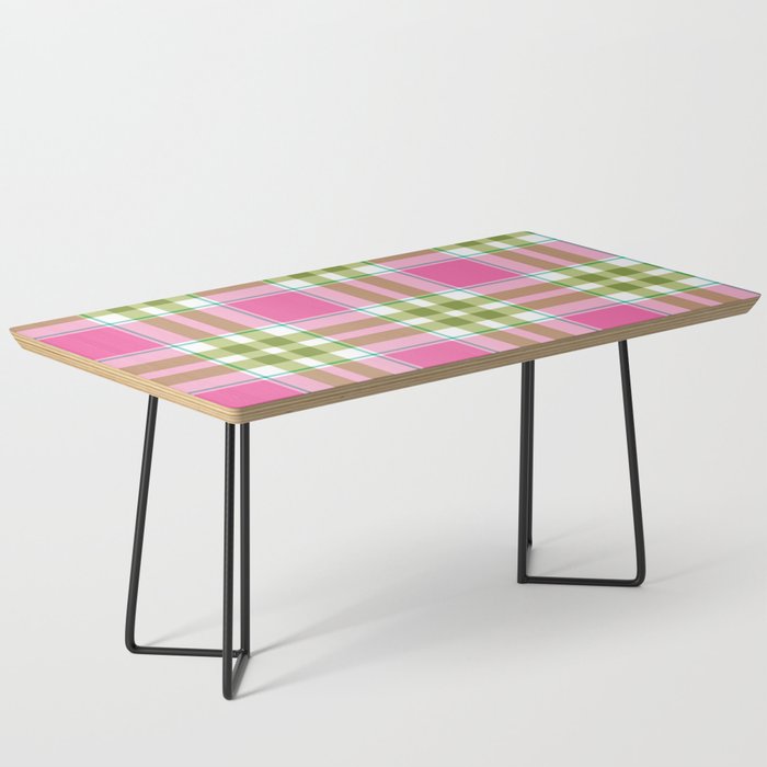 Pink Green Madras Plaid Coffee Table Gallery Image 1