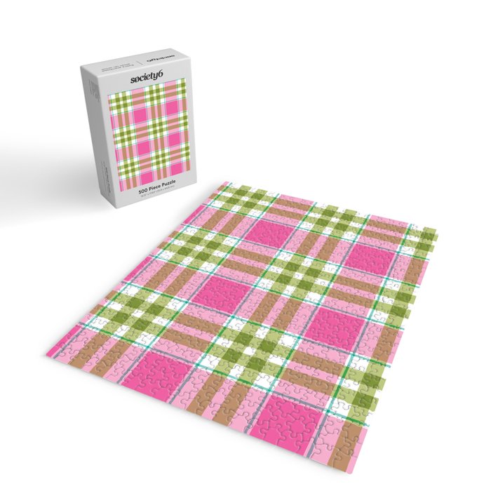 Pink Green Madras Plaid Jigsaw Puzzle Gallery Image 2
