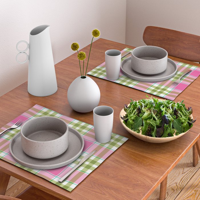 Pink Green Madras Plaid Placemat Gallery Image 2