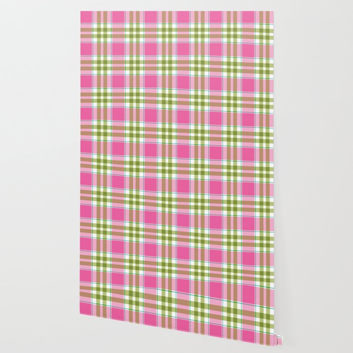 Pink Green Madras Plaid Wallpaper Gallery Image 2