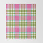 Pink Green Madras Plaid Throw Blanket Gallery Image 2
