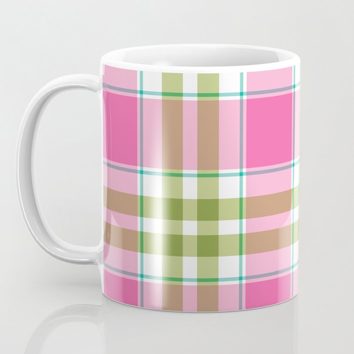 Pink Green Madras Plaid Coffee Mug Gallery Image 3