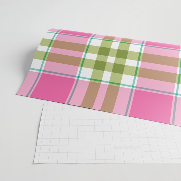 Pink Green Madras Plaid Wrapping Paper Gallery Image 2