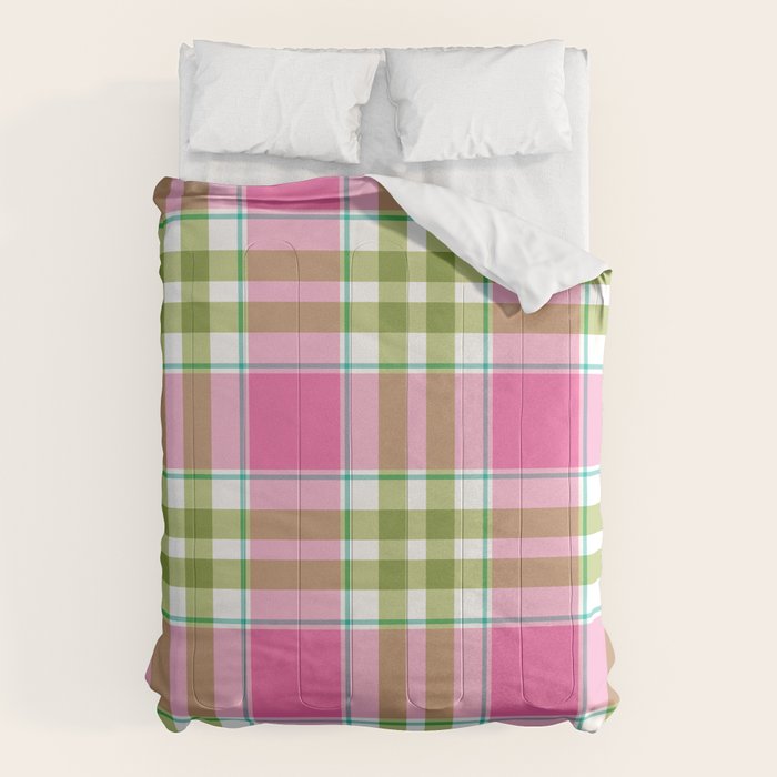 Pink Green Madras Plaid Comforter Gallery Image 6