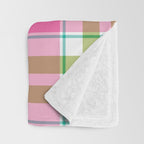 Pink Green Madras Plaid Throw Blanket Gallery Image 3