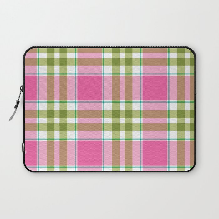 Pink Green Madras Plaid Laptop Sleeve Gallery Image 1
