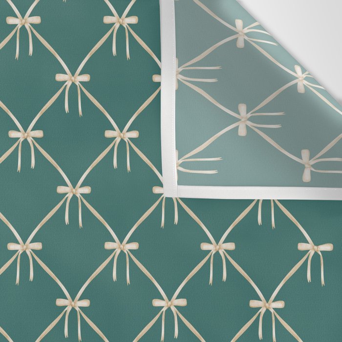Bows & Ribbons Pattern XXXI Teal Green Wall Tapestry Gallery Image 3