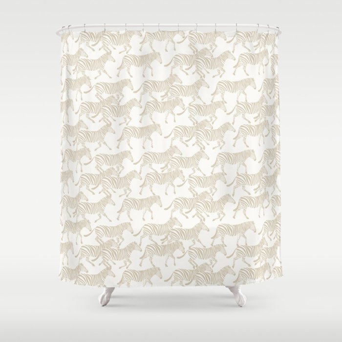 Zebras in tan Shower Curtain Gallery Image 1