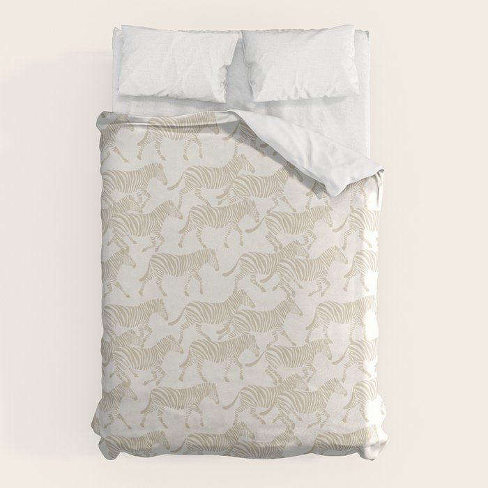 Zebras in tan Duvet Cover Gallery Image 1