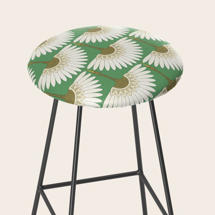 art deco cranes green Stool Gallery Image 2