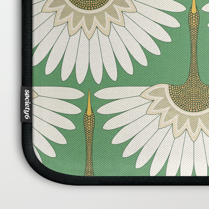 art deco cranes green Laptop Sleeve Gallery Image 3