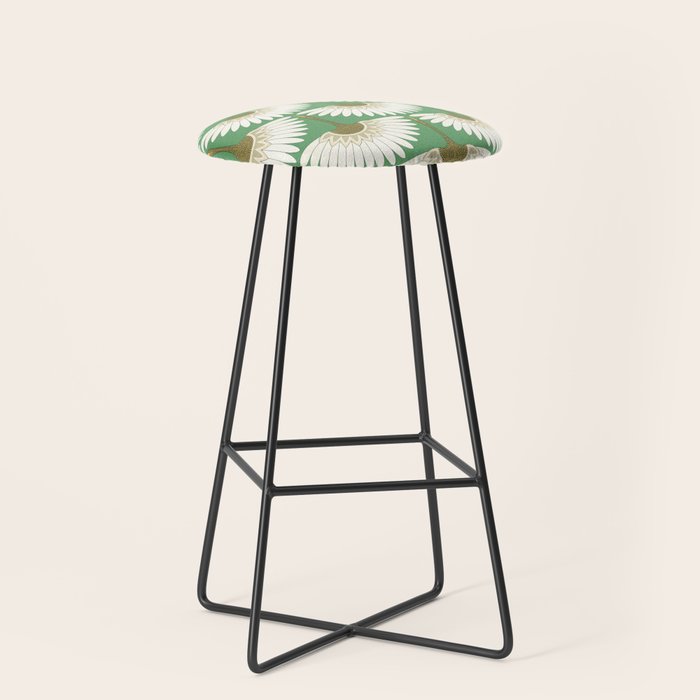 art deco cranes green Stool Gallery Image 1