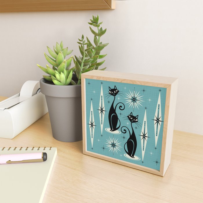 Mid Century Meow Retro Atomic Cats - Square Art Print Mini Art Print Gallery Image 2
