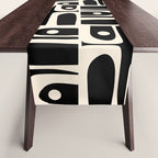 Mid Century Modern Piquet Abstract Multi Pattern in Black and Almond Cream Table Runner Gallery Image 1