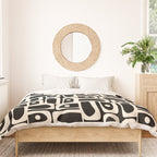Mid Century Modern Piquet Abstract Multi Pattern in Black and Almond Cream Duvet Cover Gallery Image 3