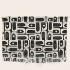 Mid Century Modern Piquet Abstract Multi Pattern in Black and Almond Cream Wall Hanging Gallery Image 1