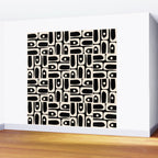Mid Century Modern Piquet Abstract Multi Pattern in Black and Almond Cream Wall Mural Gallery Image 2