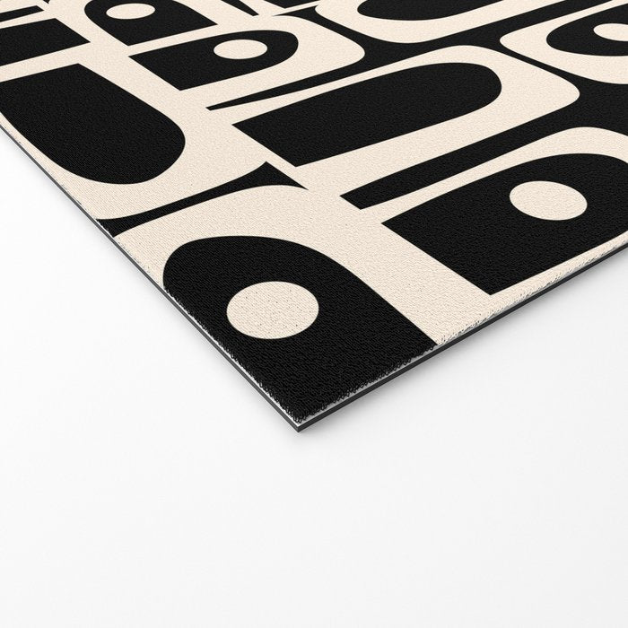 Mid Century Modern Piquet Abstract Multi Pattern in Black and Almond Cream Welcome Mat Gallery Image 2