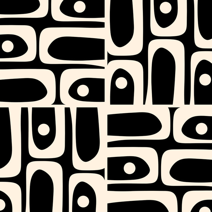 Mid Century Modern Piquet Abstract Multi Pattern in Black and Almond Cream Coffee Mug Gallery Image 2