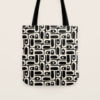 Mid Century Modern Piquet Abstract Multi Pattern in Black and Almond Cream Tote Bag Gallery Image 1