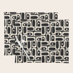 Mid Century Modern Piquet Abstract Multi Pattern in Black and Almond Cream Placemat Gallery Image 1