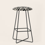 Mid Century Modern Piquet Abstract Multi Pattern in Black and Almond Cream Stool Gallery Image 1