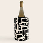 Mid Century Modern Piquet Abstract Multi Pattern in Black and Almond Cream Wine Chiller Gallery Image 3