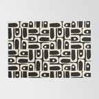 Mid Century Modern Piquet Abstract Multi Pattern in Black and Almond Cream Rug Gallery Image 2