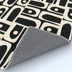 Mid Century Modern Piquet Abstract Multi Pattern in Black and Almond Cream Rug Gallery Image 4