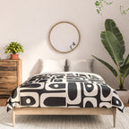 Mid Century Modern Piquet Abstract Multi Pattern in Black and Almond Cream Comforter Gallery Image 3