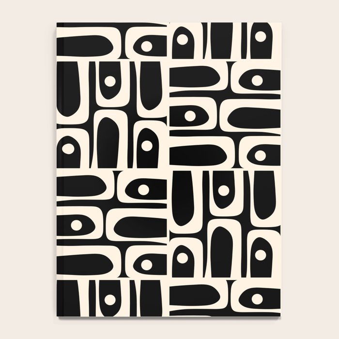 Mid Century Modern Piquet Abstract Multi Pattern in Black and Almond Cream Notebook Gallery Image 4