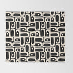 Mid Century Modern Piquet Abstract Multi Pattern in Black and Almond Cream Throw Blanket Gallery Image 2