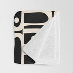 Mid Century Modern Piquet Abstract Multi Pattern in Black and Almond Cream Throw Blanket Gallery Image 3