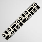Mid Century Modern Piquet Abstract Multi Pattern in Black and Almond Cream Table Runner Gallery Image 3