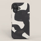 Mid Century Modern Minimalist Abstract Art Brush Strokes Black & White Ink Art Maze iPhone Case Gallery Image 1
