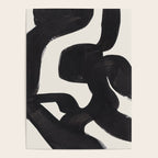 Mid Century Modern Minimalist Abstract Art Brush Strokes Black & White Ink Art Maze Poster Gallery Image 4
